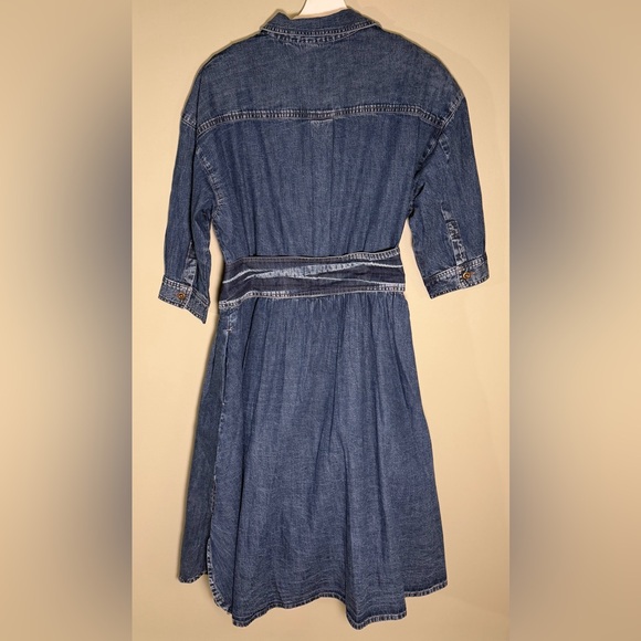 eShakti NEW Custom Shirtdress. Blue Denim,Pleated Pocketed Skirt, Sash, Sz 16W - Picture 15 of 16